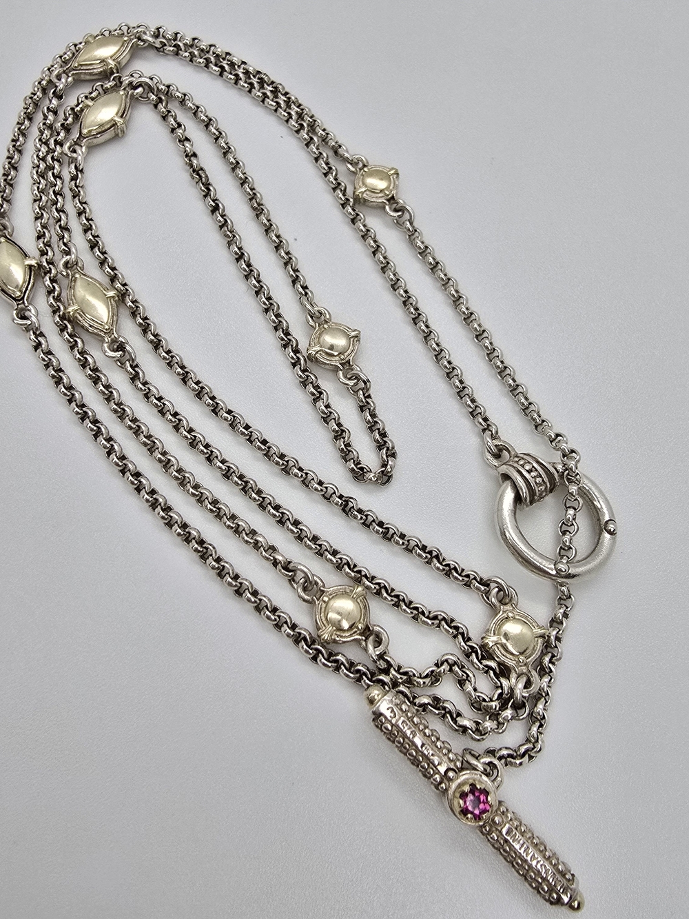 Konstantino 18K Gold Sterling Silver Nakelace With Pink Tourmaline Accent